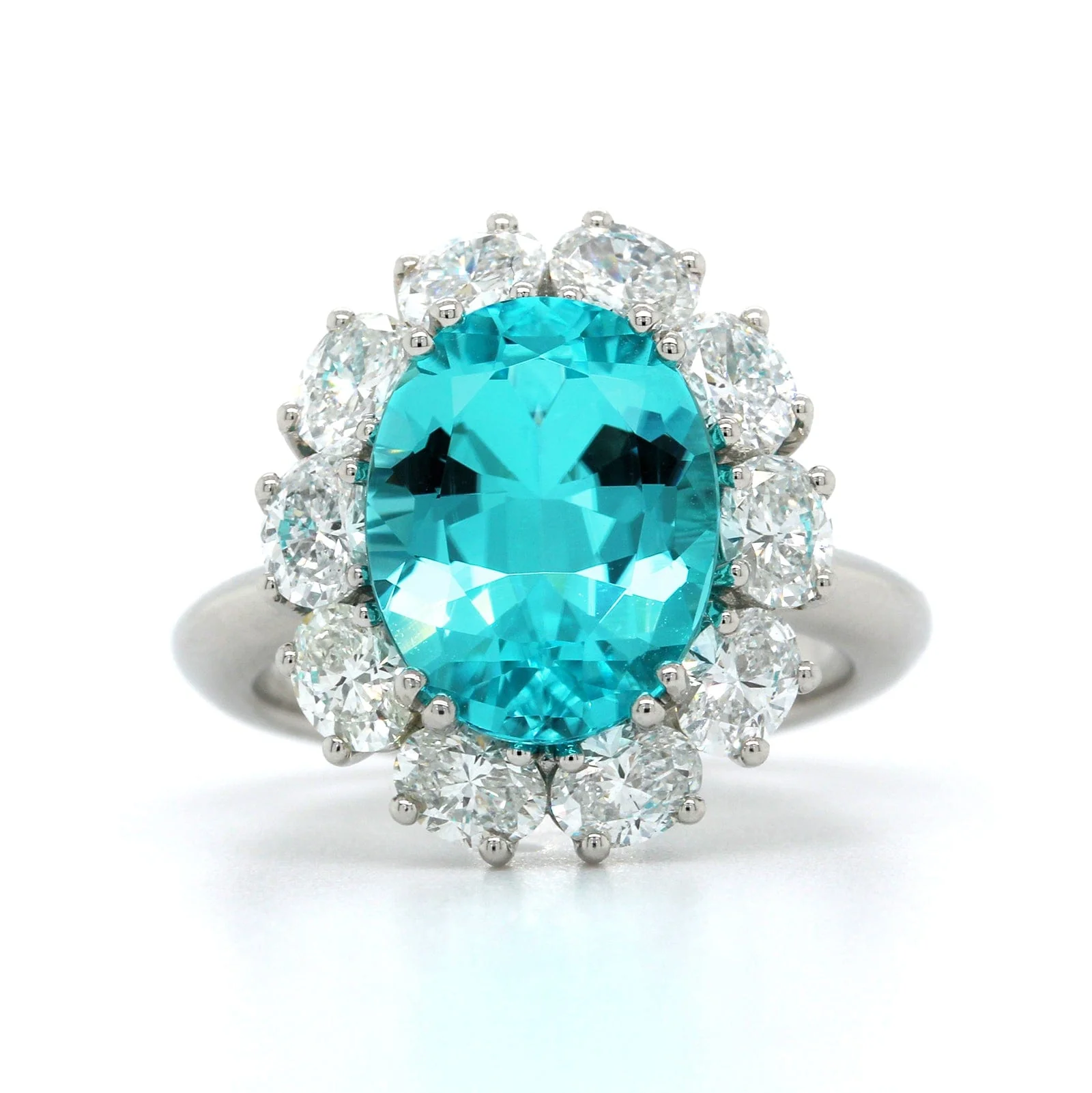 Platinum Paraiba Tourmaline and Diamond Halo Ring - Image 5