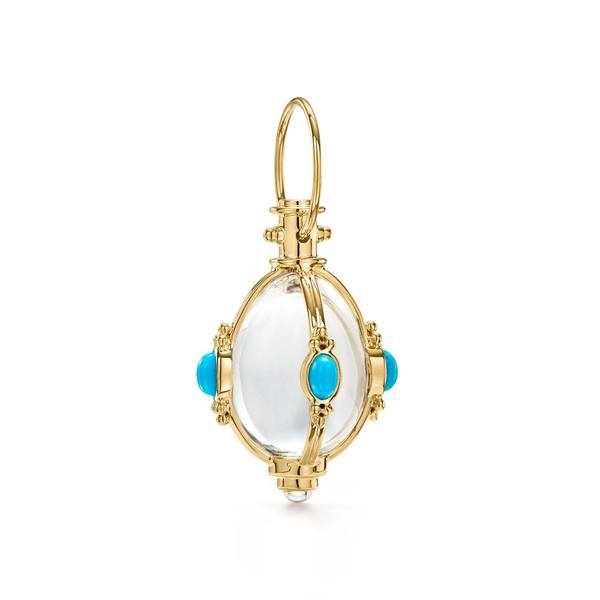 Temple St. Clair 18K Yellow Gold Amulet Crystal and Turquoise Pendant