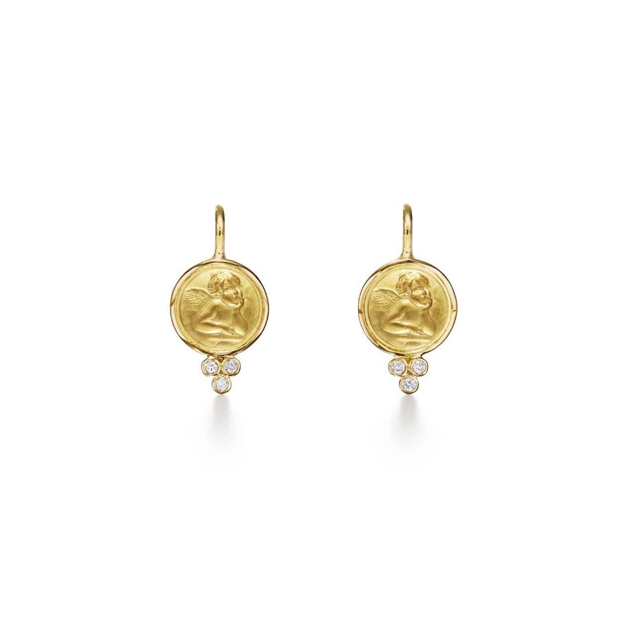 Temple St. Clair 18K Yellow Gold Angel Diamond Earrings