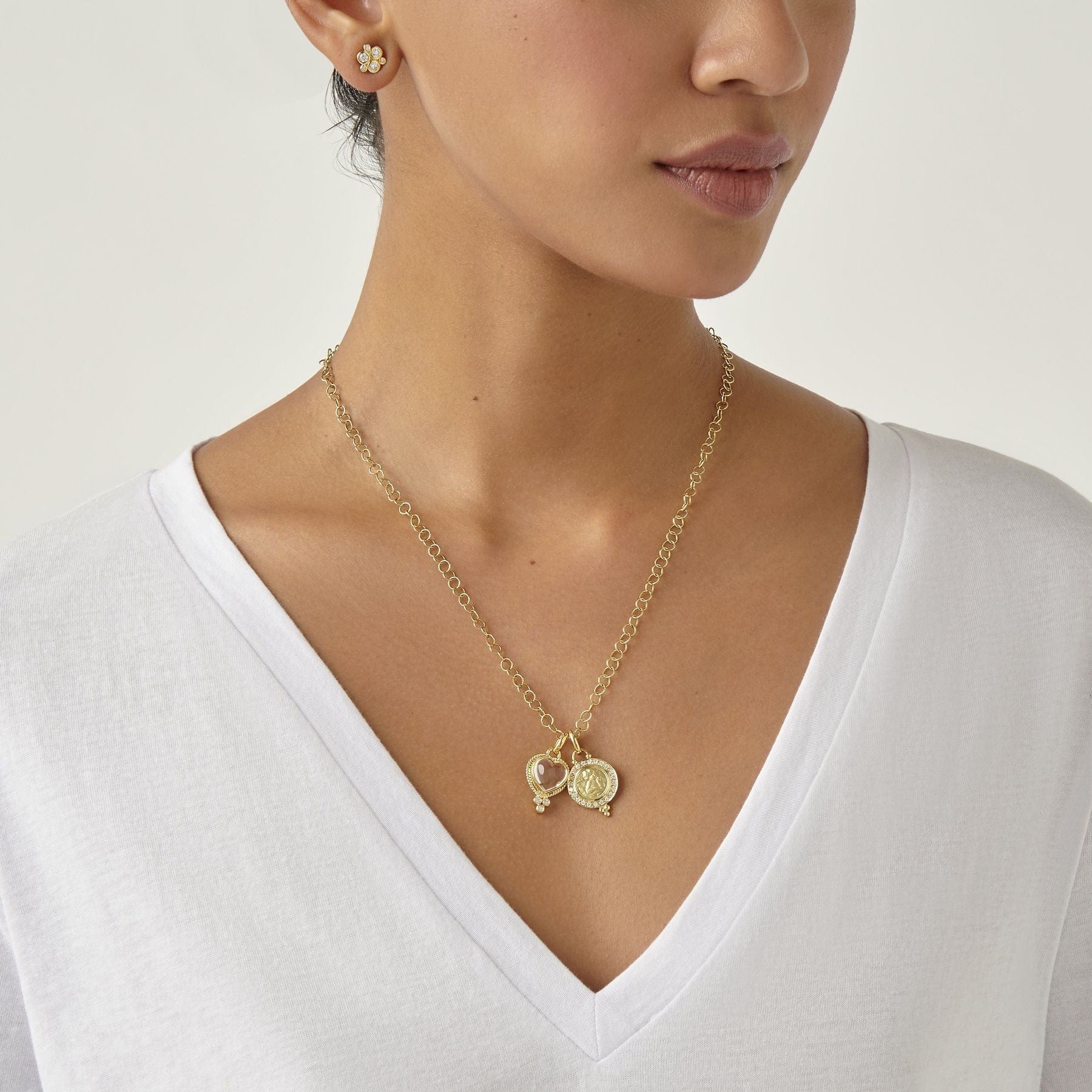 Temple St. Clair 18K Yellow Gold Angel Diamond Pendant - Image 2