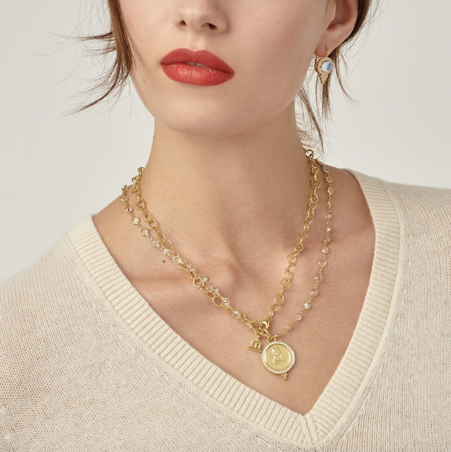 Temple St. Clair 18K Yellow Gold Angel Diamond Pendant - Image 2