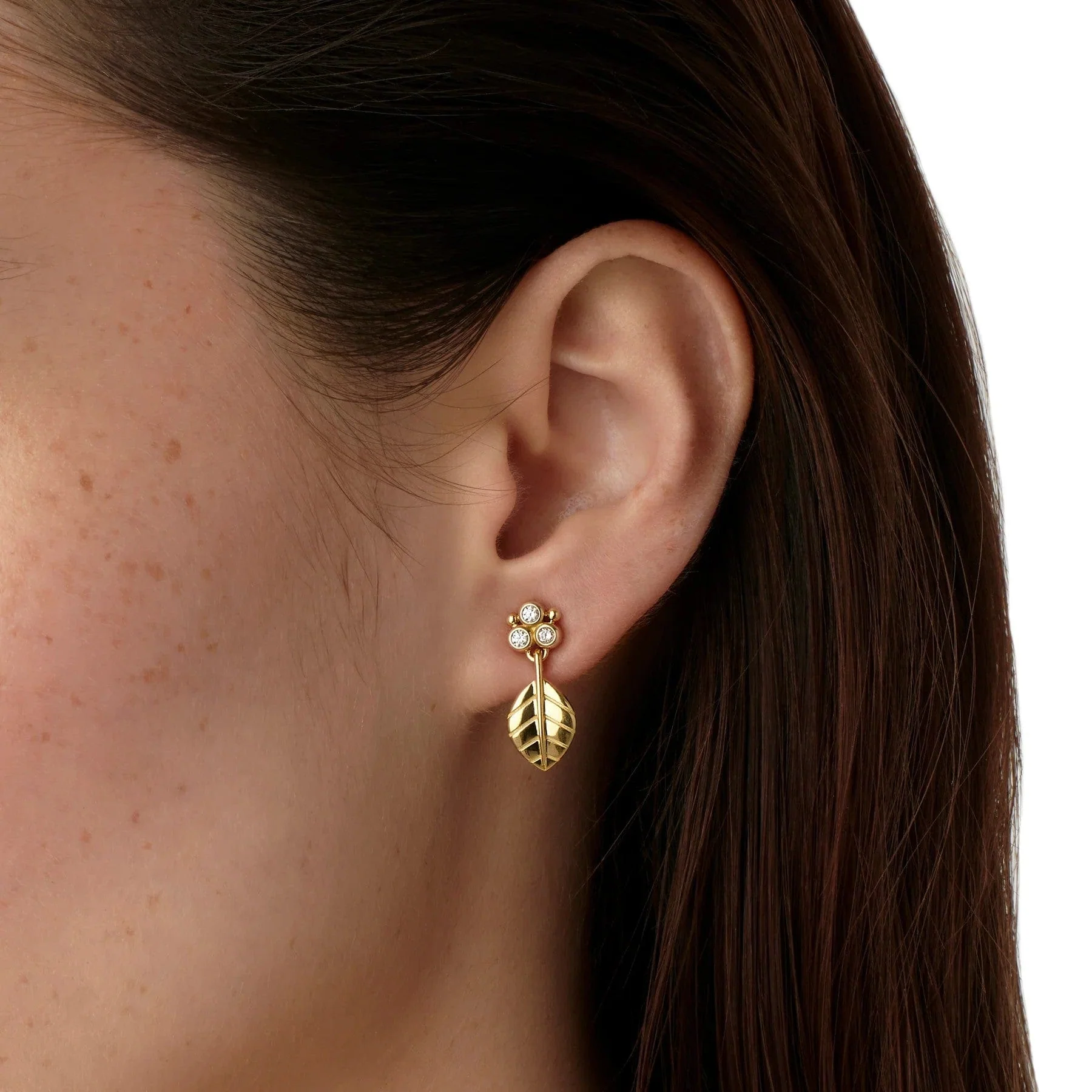 Temple St. Clair 18K Yellow Gold Arcadia Diamond Leaf Drop Earrings - Image 2