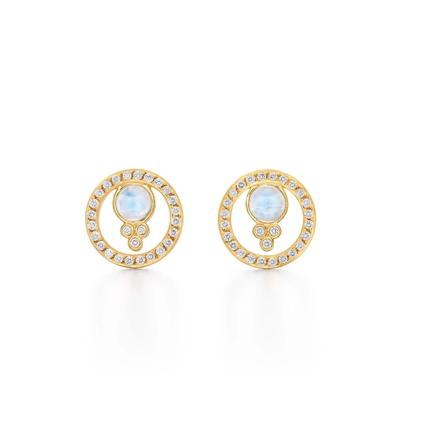 Temple St. Clair 18K Yellow Gold Cabochon Moonstone Earrings