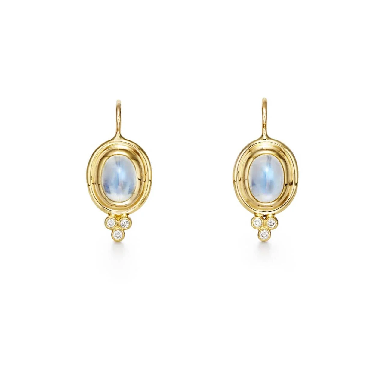 Temple St. Clair 18K Yellow Gold Diamond and Cabochon Moonstone Earrings
