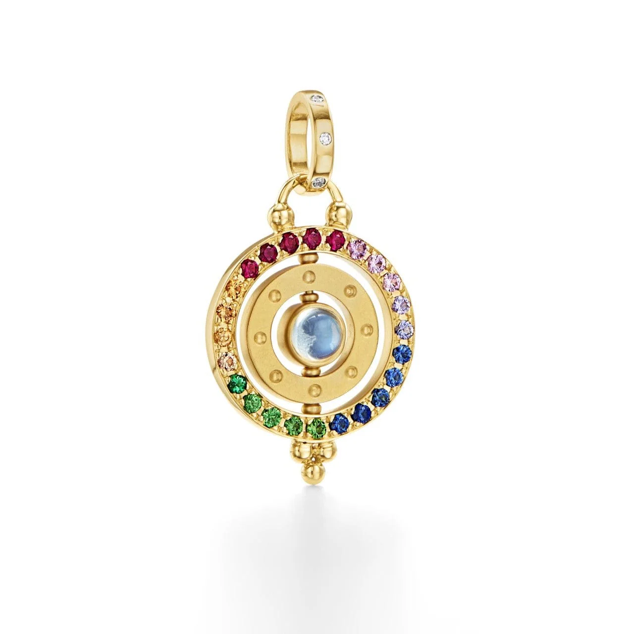Temple St. Clair 18K Yellow Gold Diamond and Multi Gem Orbit Pendant