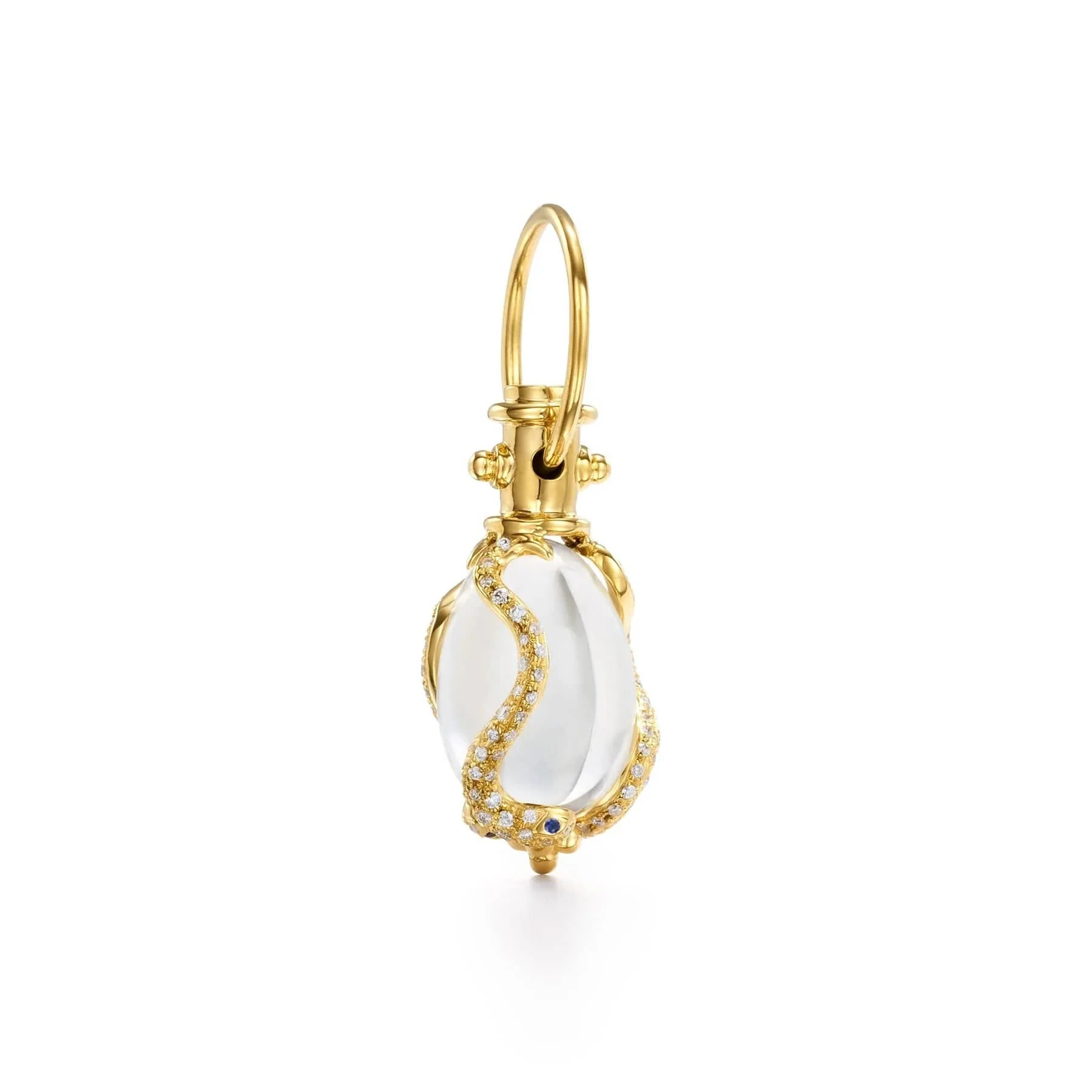 Temple St. Clair 18K Yellow Gold Diamond, Sapphire, and Rock Crystal Serpent Amulet