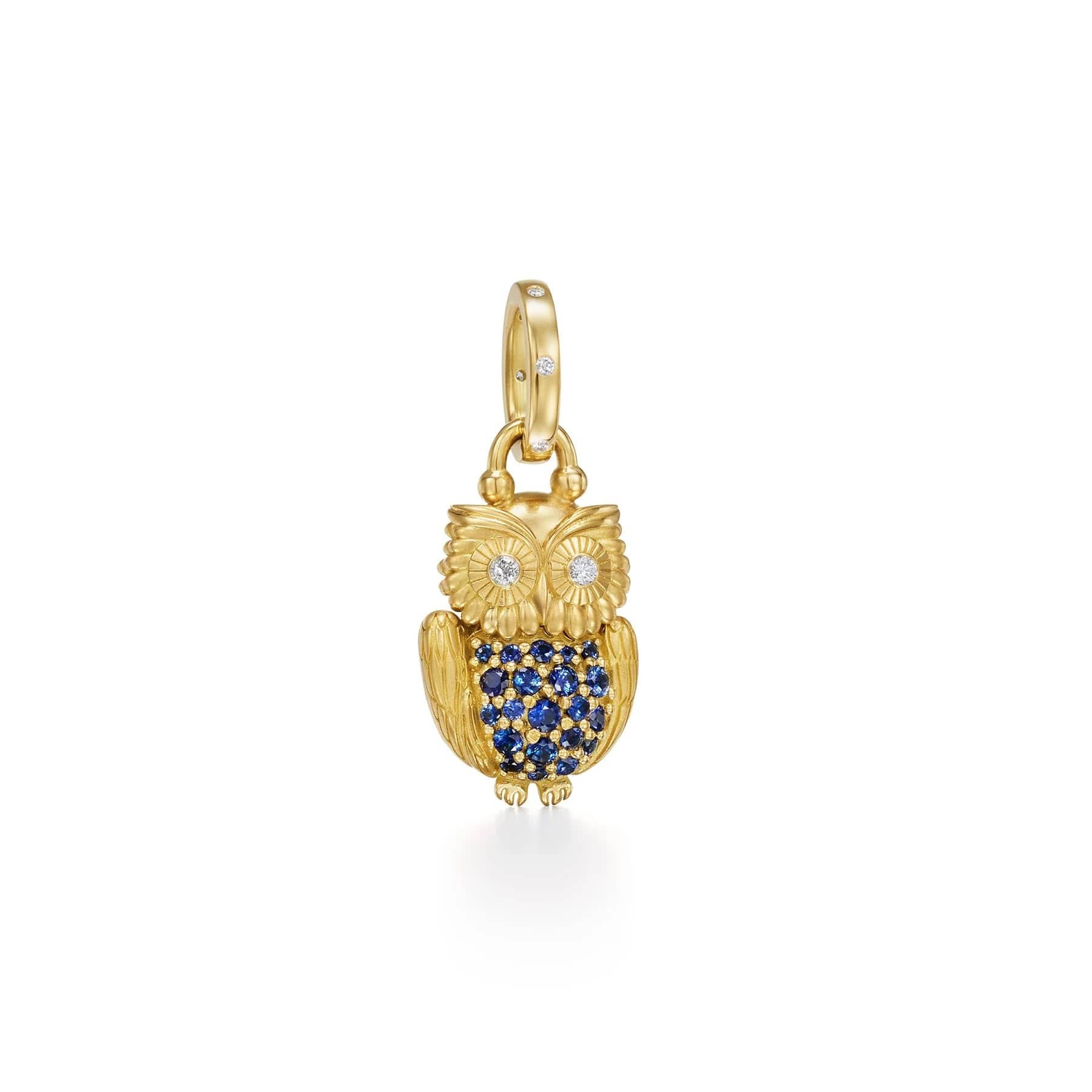 Temple St. Clair 18K Yellow Gold Diamond and Sapphire Owl Locket