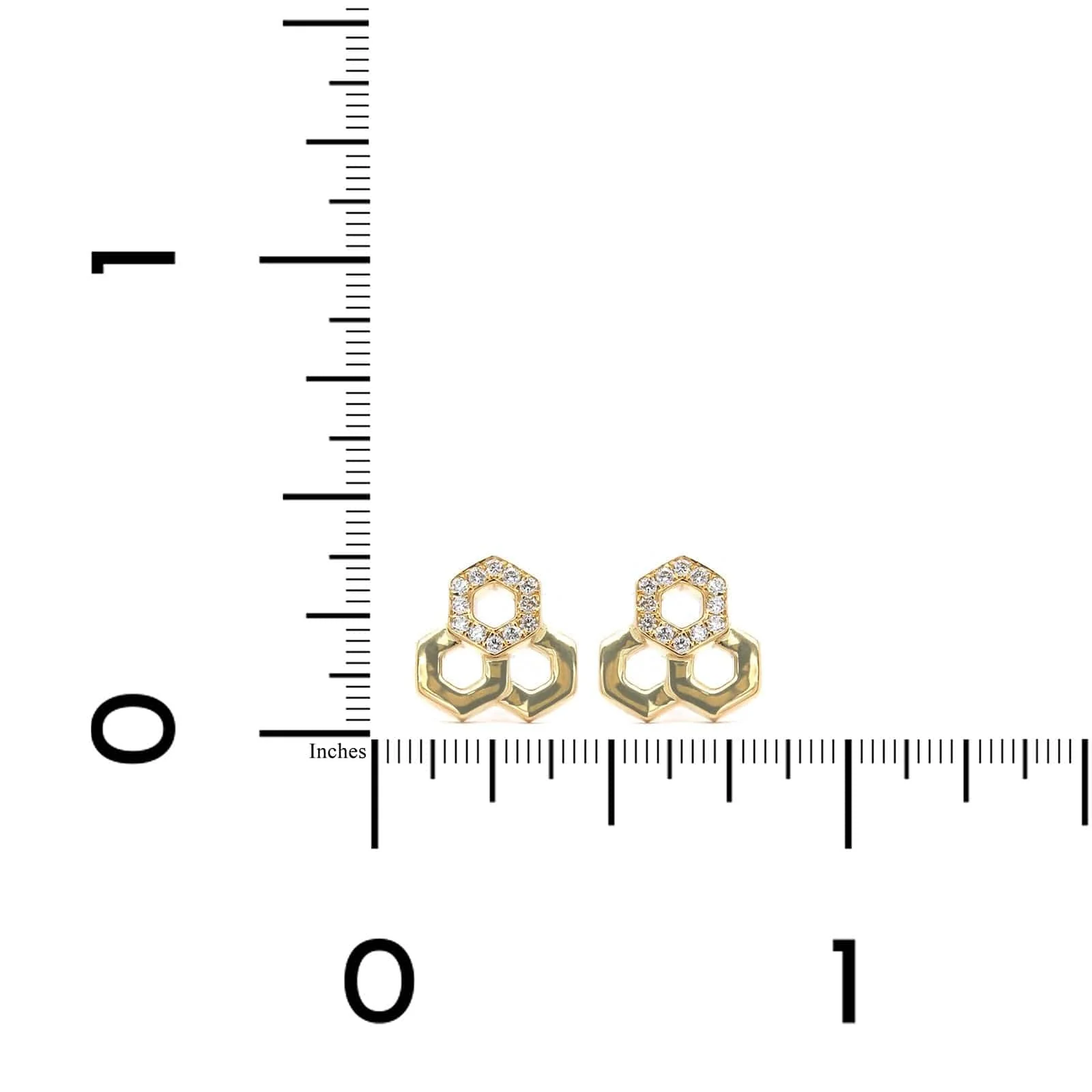 Temple St. Clair 18K Yellow Gold Diamond Hexagon Earrings - Image 3