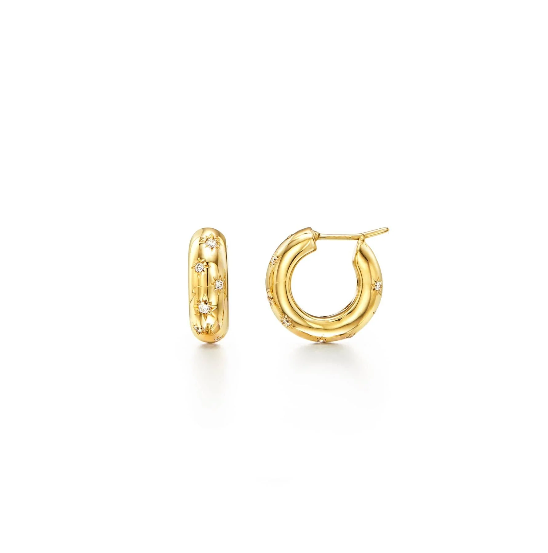 Temple St. Clair 18K Yellow Gold Diamond Huggie Earrings - Image 4