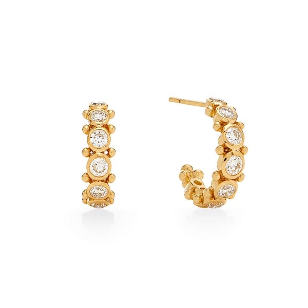 Temple St. Clair 18K Yellow Gold Diamond Huggie Earrings