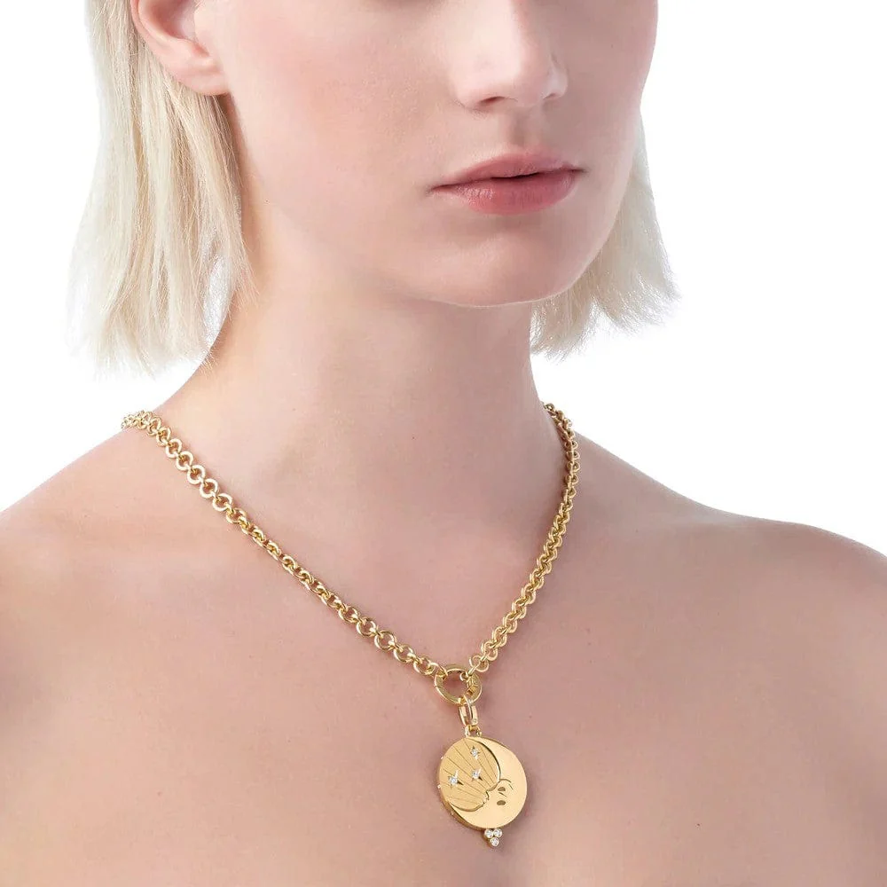 Temple St. Clair 18K Yellow Gold Large Diamond Luna Pendant - Image 3