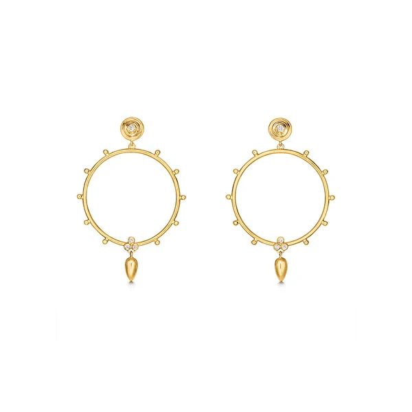 Temple St. Clair 18K Yellow Gold Front Facing Hoop Diamond Earrings