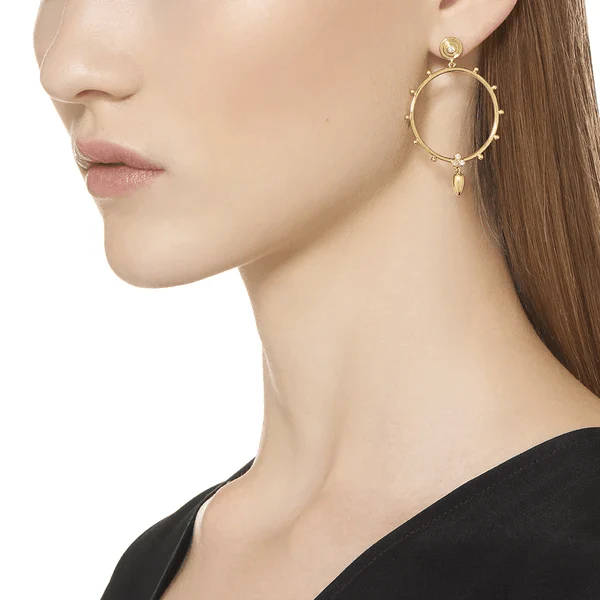 Temple St. Clair 18K Yellow Gold Front Facing Hoop Diamond Earrings - Image 3