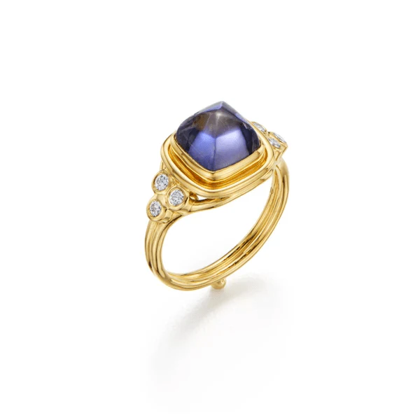 Temple St. Clair 18K Yellow Gold Iolite Diamond Ring - Image 3
