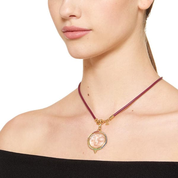 Temple St. Clair 18K Yellow Gold Moonface Rainbow Sapphire Pendant - Image 2