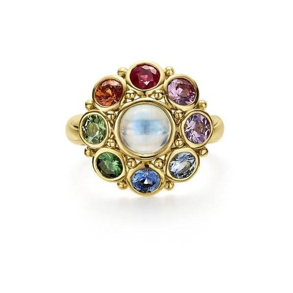 Temple St. Clair 18K Yellow Gold Moonstone and Sapphire Ring