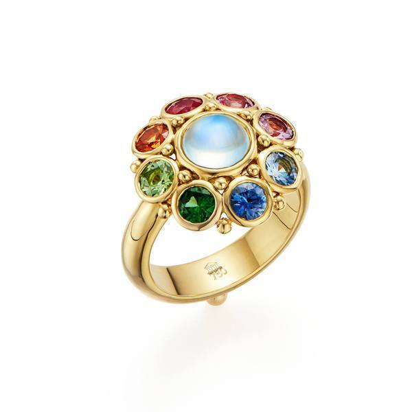 Temple St. Clair 18K Yellow Gold Moonstone and Sapphire Ring - Image 3