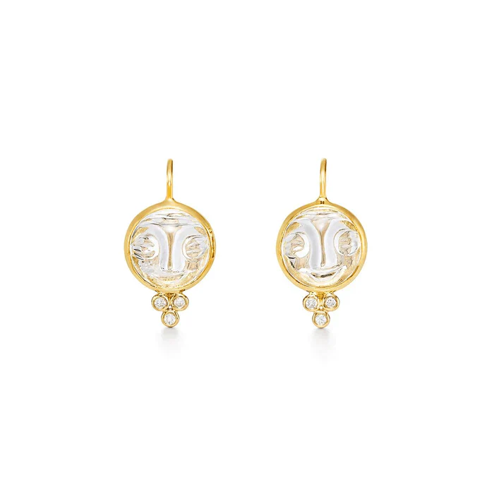 Temple St. Clair 18K Yellow Gold Moonstone Face Drop Earrings