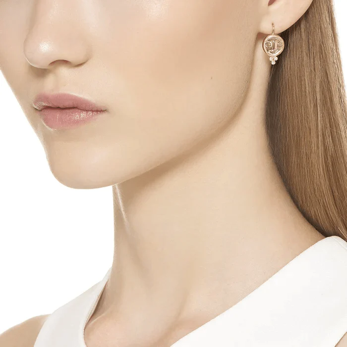 Temple St. Clair 18K Yellow Gold Moonstone Face Drop Earrings - Image 2