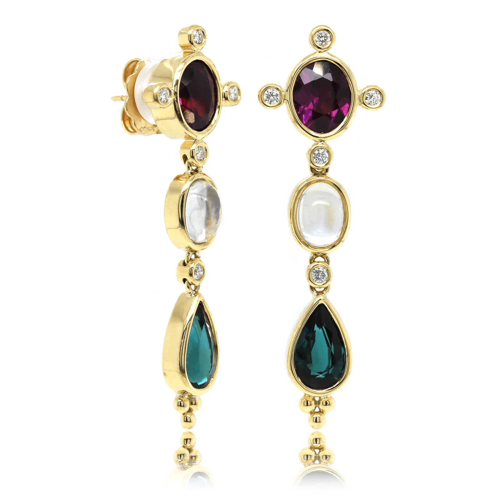 Temple St. Clair 18K Yellow Gold Multi Stone Drop Earrings