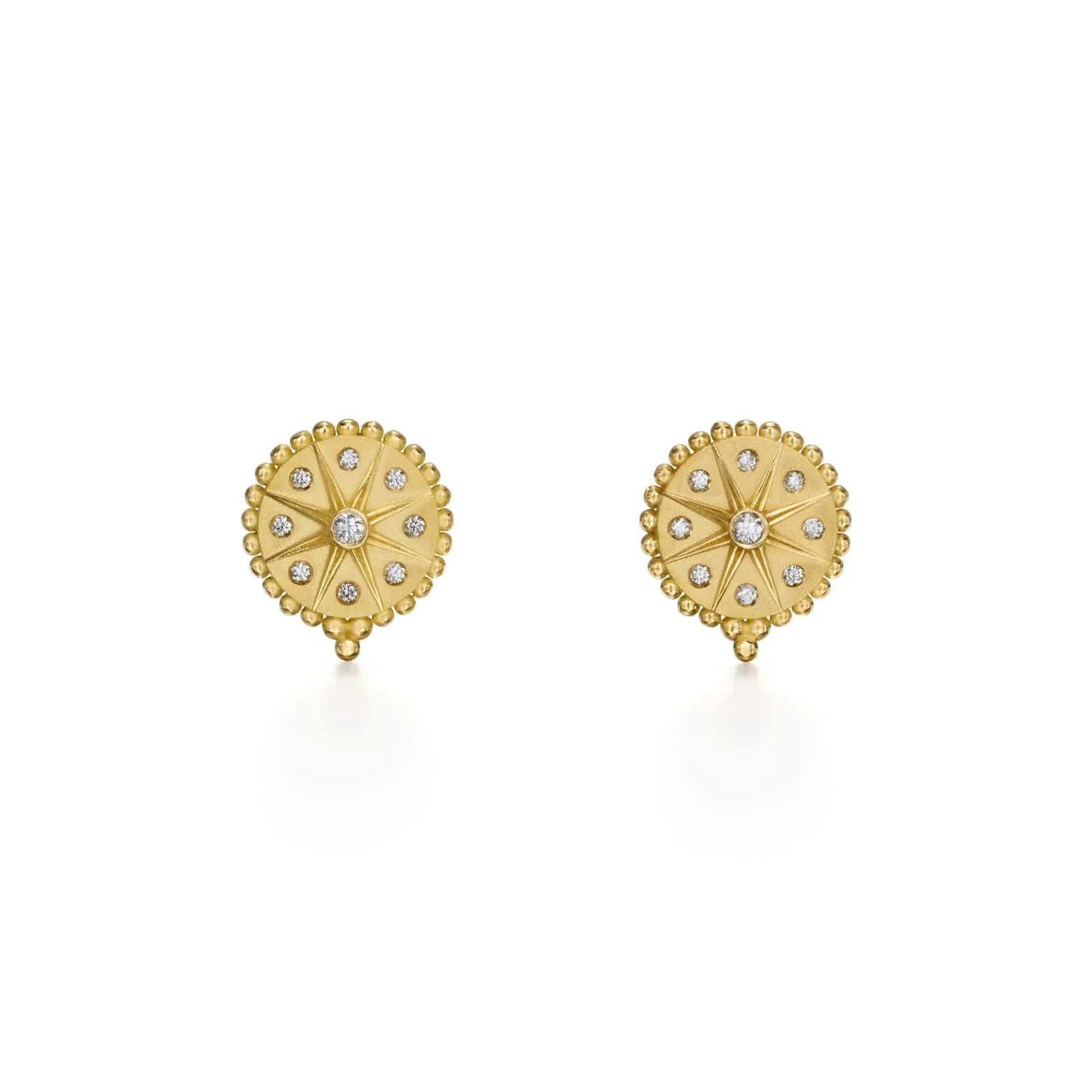 Temple St. Clair 18K Yellow Gold Orbit Star Diamond Stud Earrings