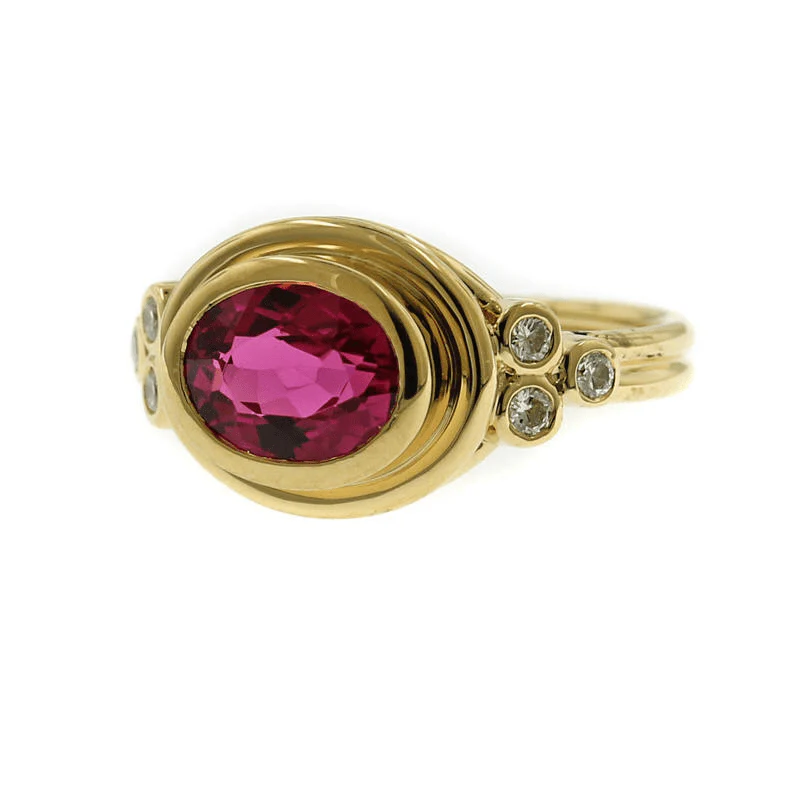Temple St. Clair 18K Yellow Gold Pink Tourmaline Diamond Ring