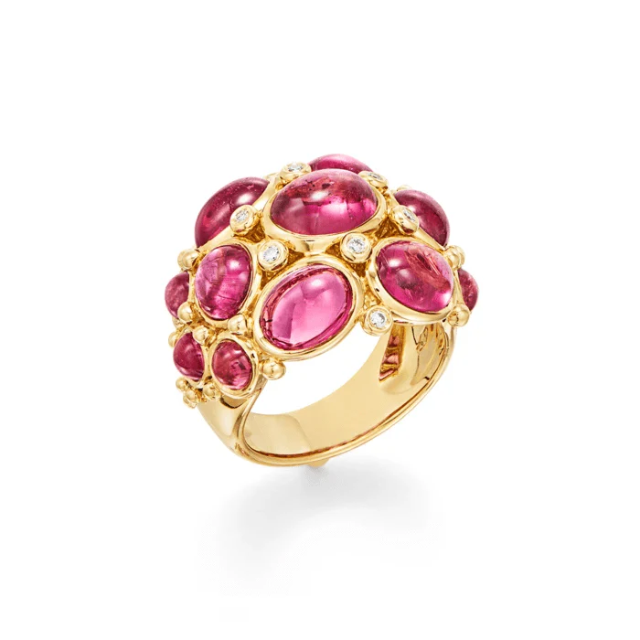 Temple St. Clair 18K Yellow Gold Pink Tourmaline Diamond Ring
