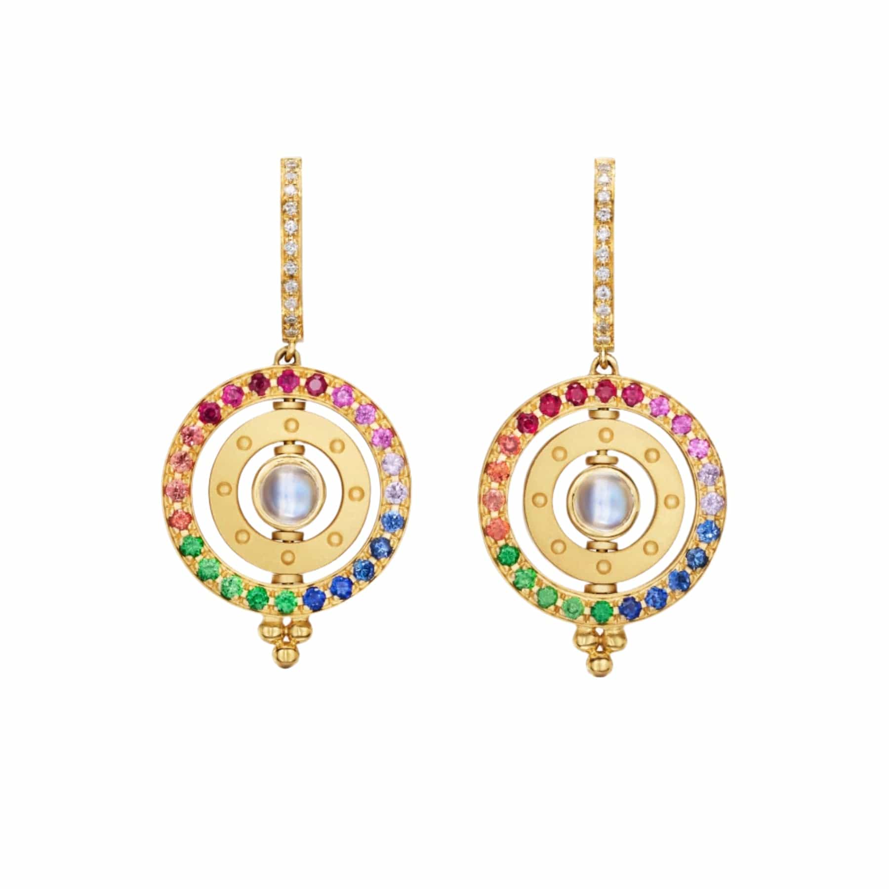 Temple St. Clair 18K Yellow Gold Rainbow Orbit Drop Earrings