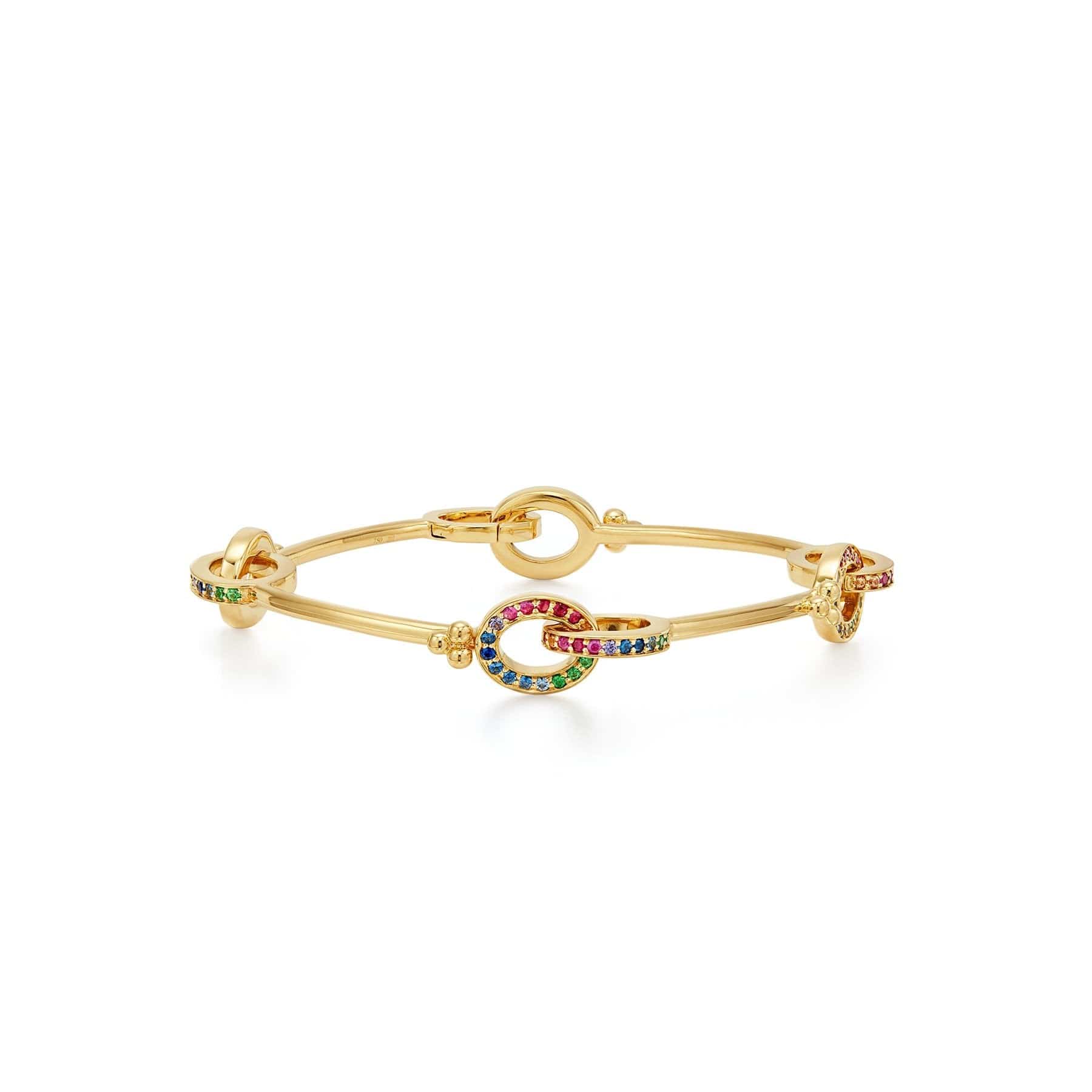 Temple St. Clair 18K Yellow Gold Rainbow Sapphire Bangle Bracelet