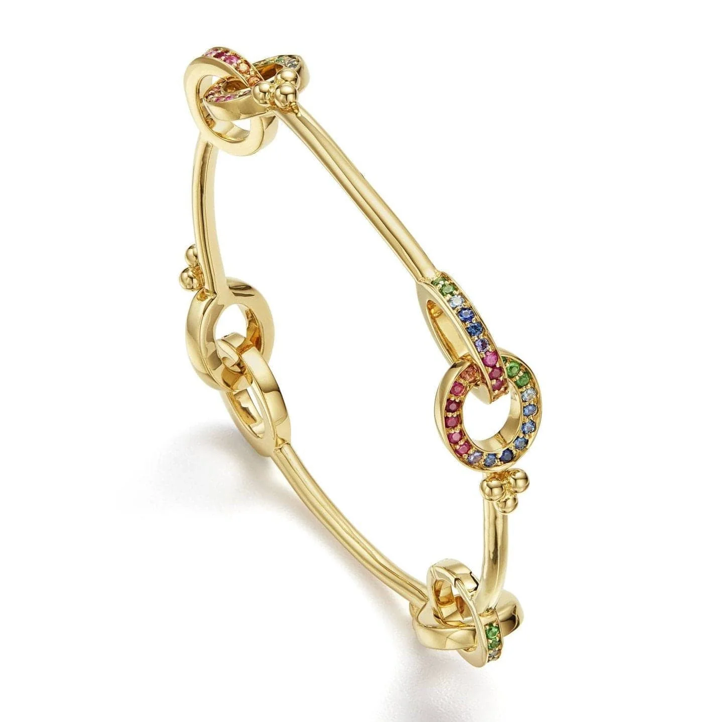 Temple St. Clair 18K Yellow Gold Rainbow Sapphire Bangle Bracelet - Image 2