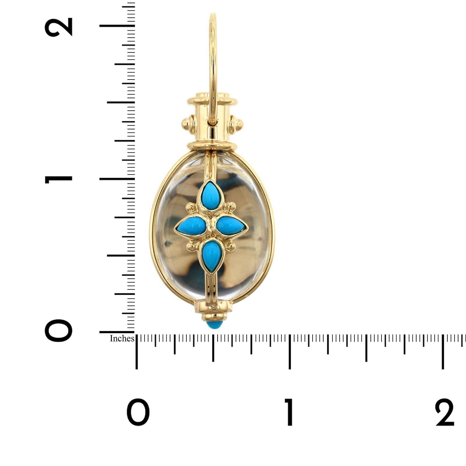 Temple St. Clair 18K Yellow Gold Rock Crystal and Turquoise Enhancer - Image 3