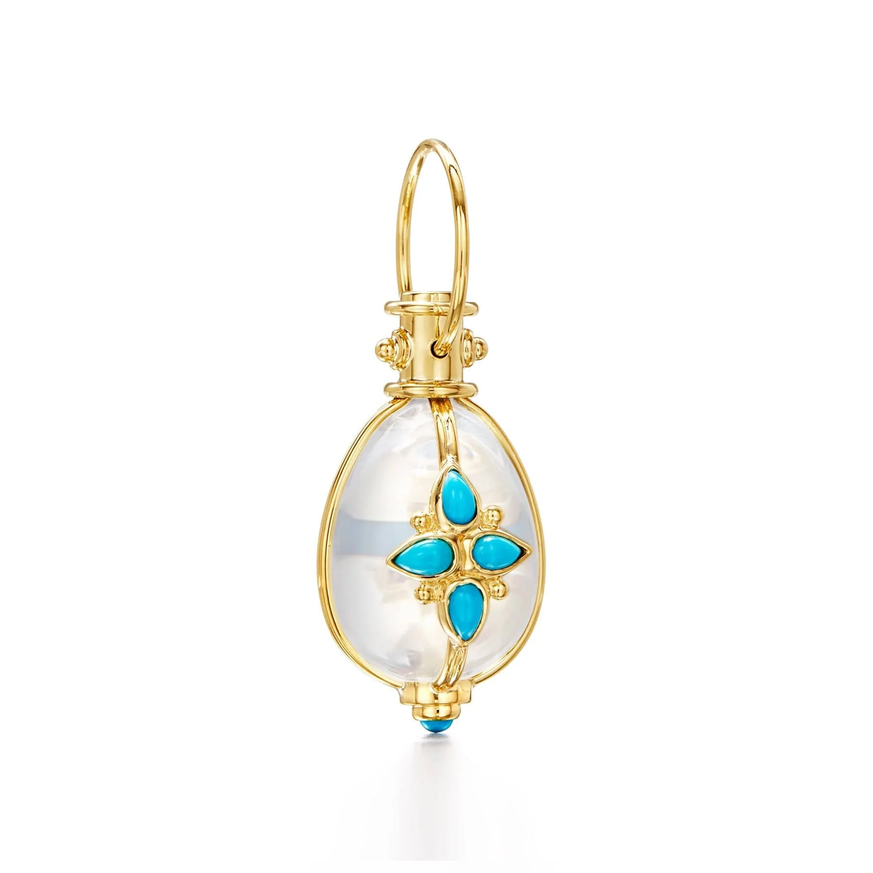 Temple St. Clair 18K Yellow Gold Rock Crystal and Turquoise Enhancer - Image 4