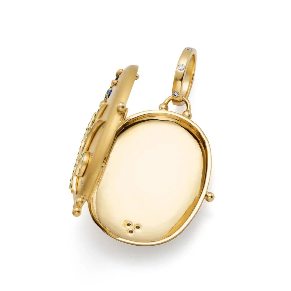 Temple St. Clair 18K Yellow Gold Sapphire and Diamond Primavera Fiori Locket Charm - Image 3