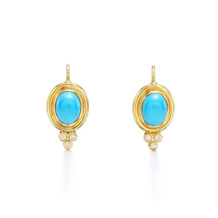 Temple St. Clair 18K Yellow Gold Turquoise and Diamond Drop Earrings