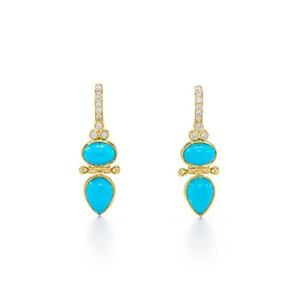 Temple St. Clair 18K Yellow Gold Turquoise and Diamond Drop Earrings