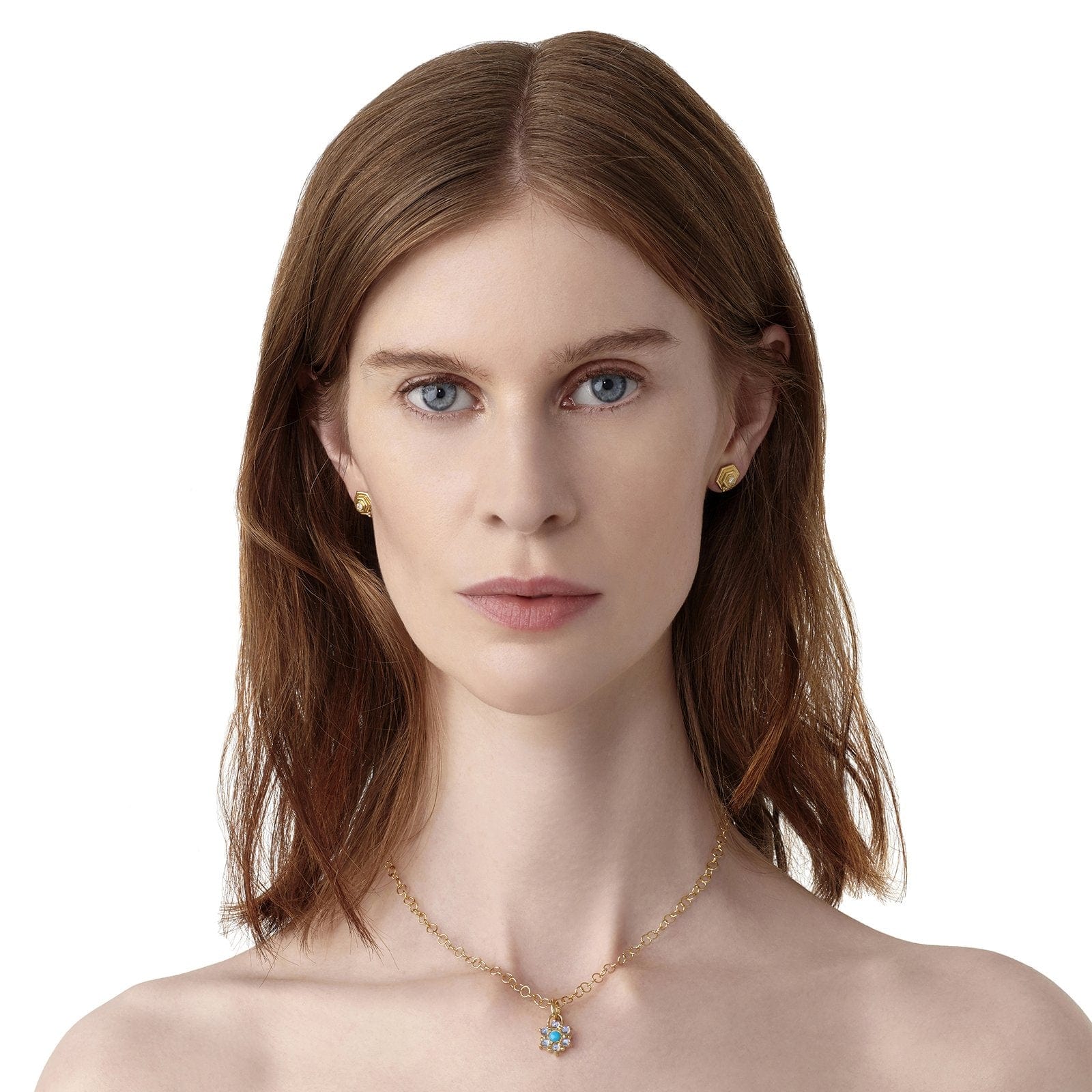 Temple St. Clair 18K Yellow Gold Turquoise and Moonstone Stella Pendant - Image 2
