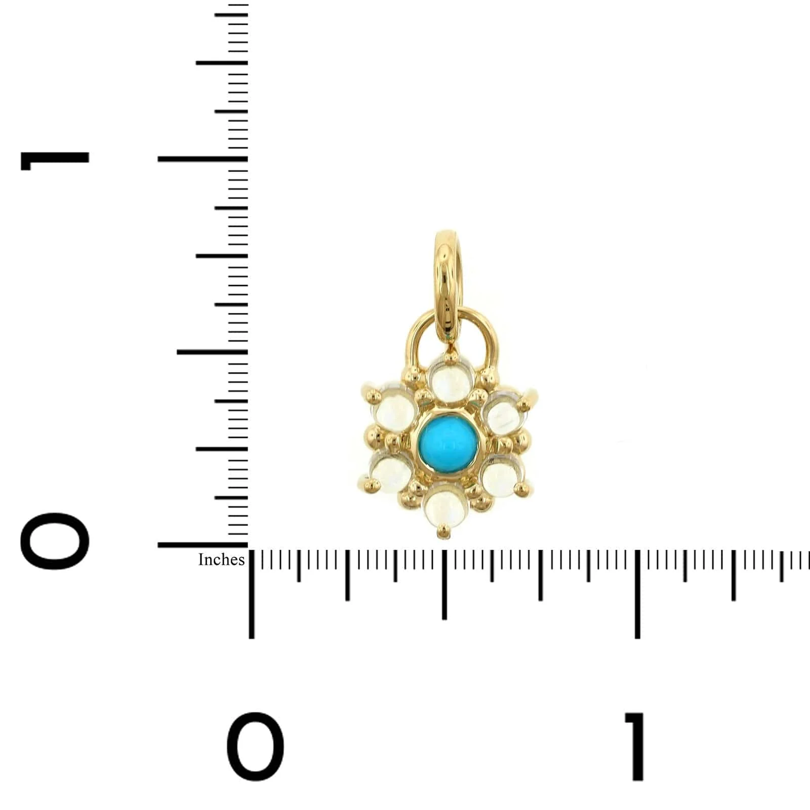 Temple St. Clair 18K Yellow Gold Turquoise and Moonstone Stella Pendant - Image 3