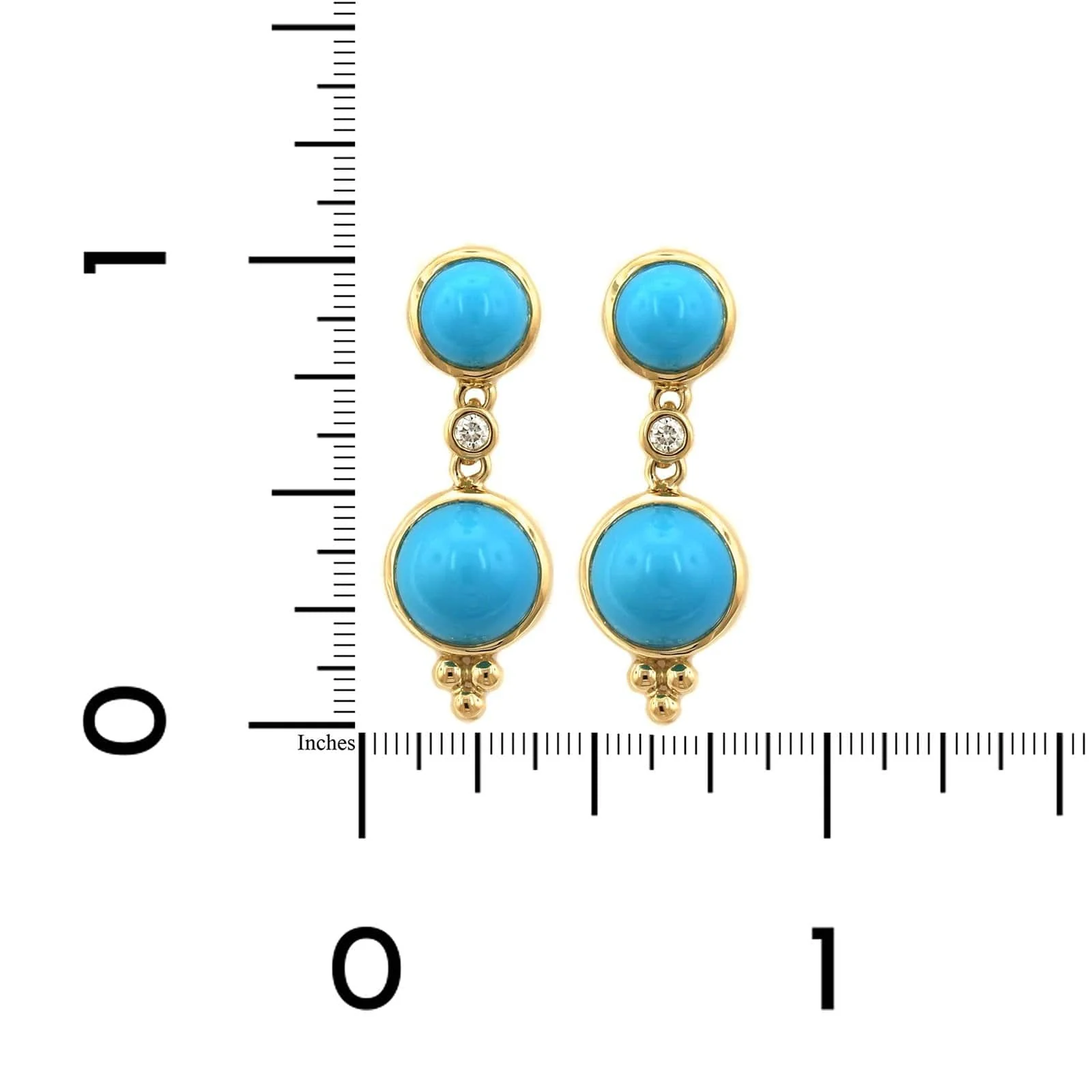 Temple St. Clair 18K Yellow Gold Turquoise Drop Earrings - Image 3