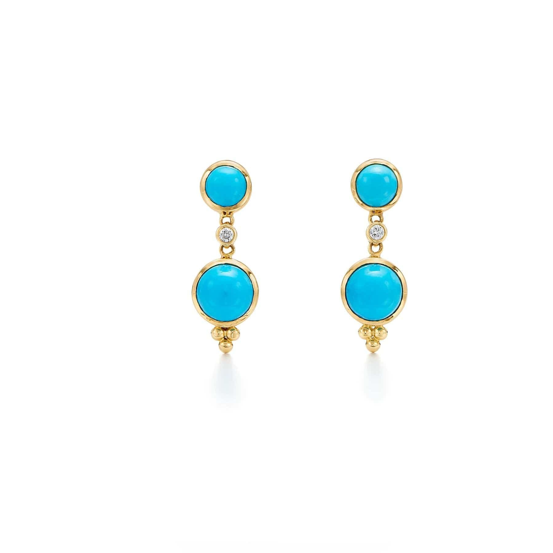 Temple St. Clair 18K Yellow Gold Turquoise Drop Earrings - Image 4