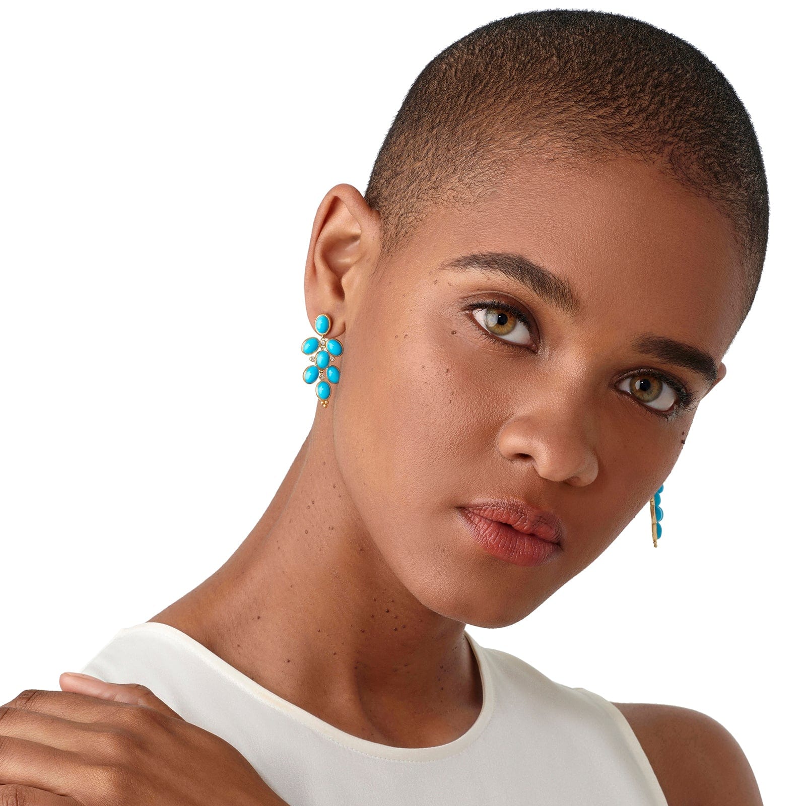 Temple St. Clair 18K Yellow Gold Turquoise Drop Earrings - Image 2