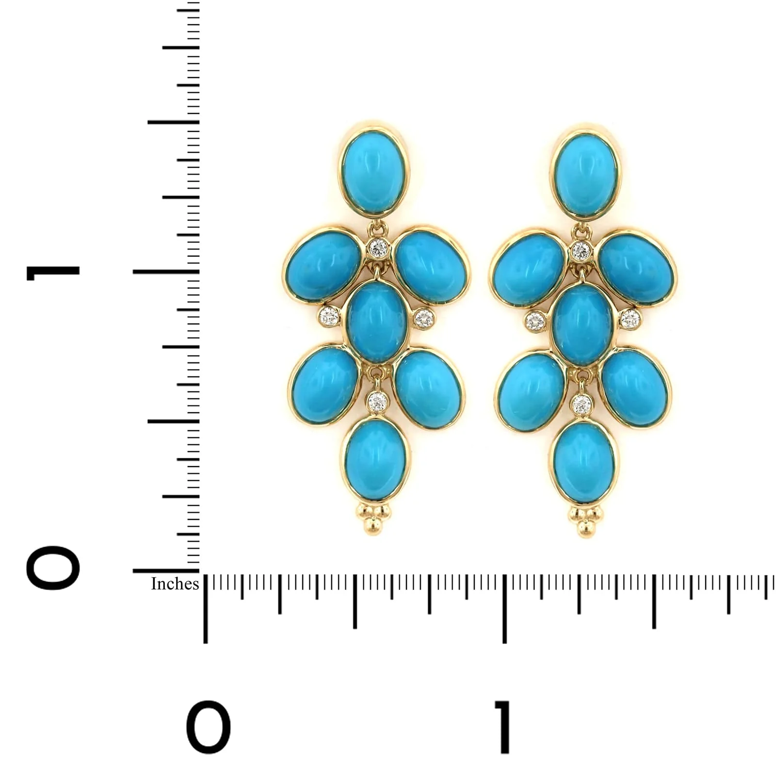 Temple St. Clair 18K Yellow Gold Turquoise Drop Earrings - Image 3