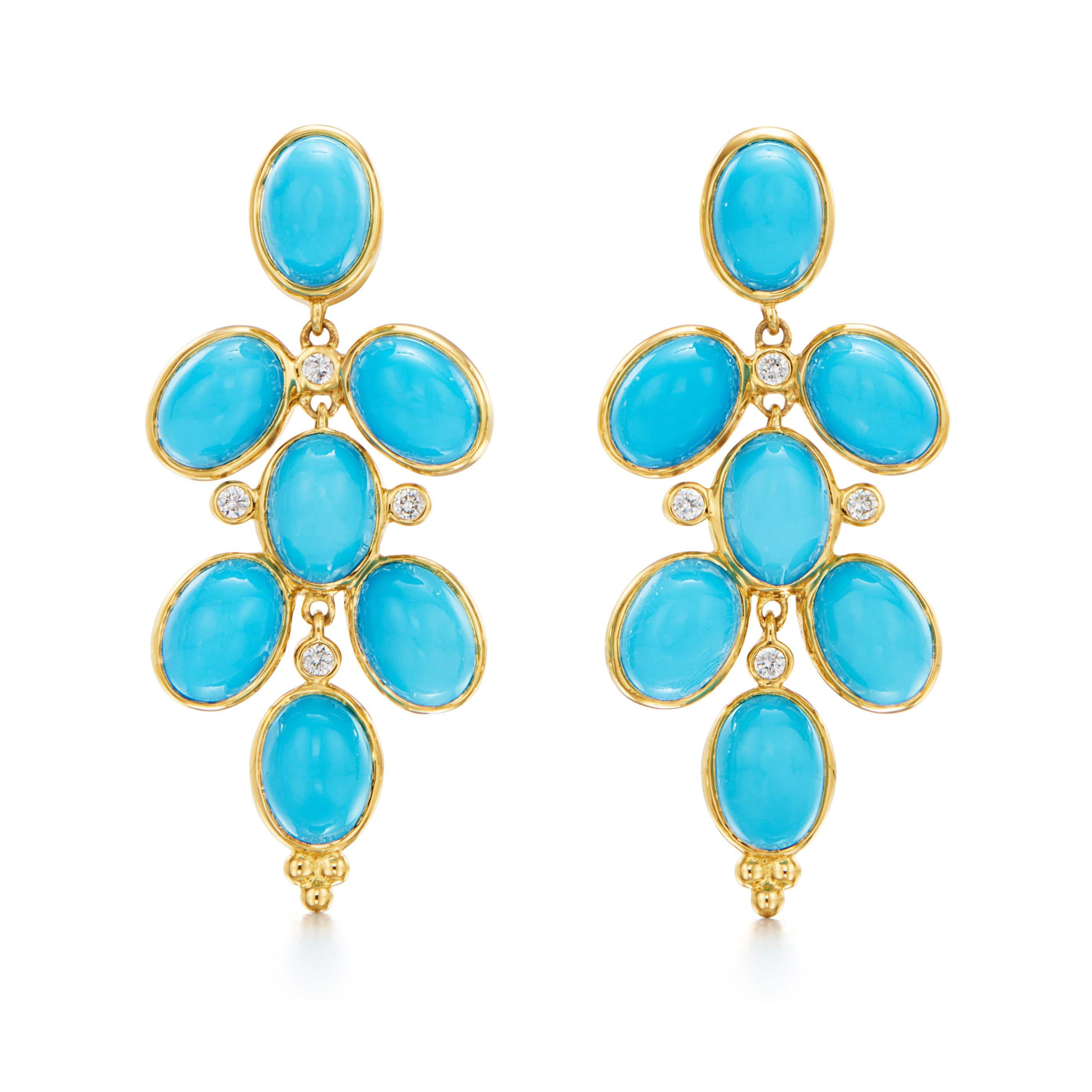 Temple St. Clair 18K Yellow Gold Turquoise Drop Earrings - Image 4