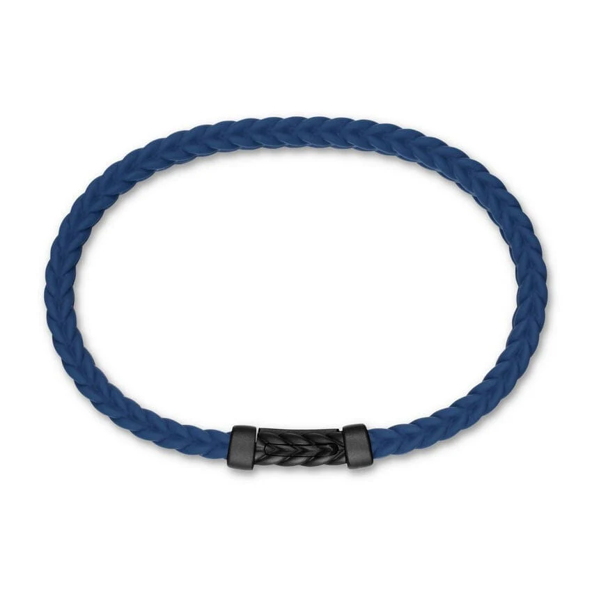 Chevron Bracelet in Blue Rubber with Black Titanium, 6mm - Image 2