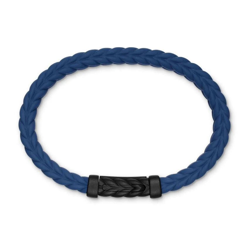 Chevron Bracelet in Blue Rubber with Black Titanium, 9mm - Image 2