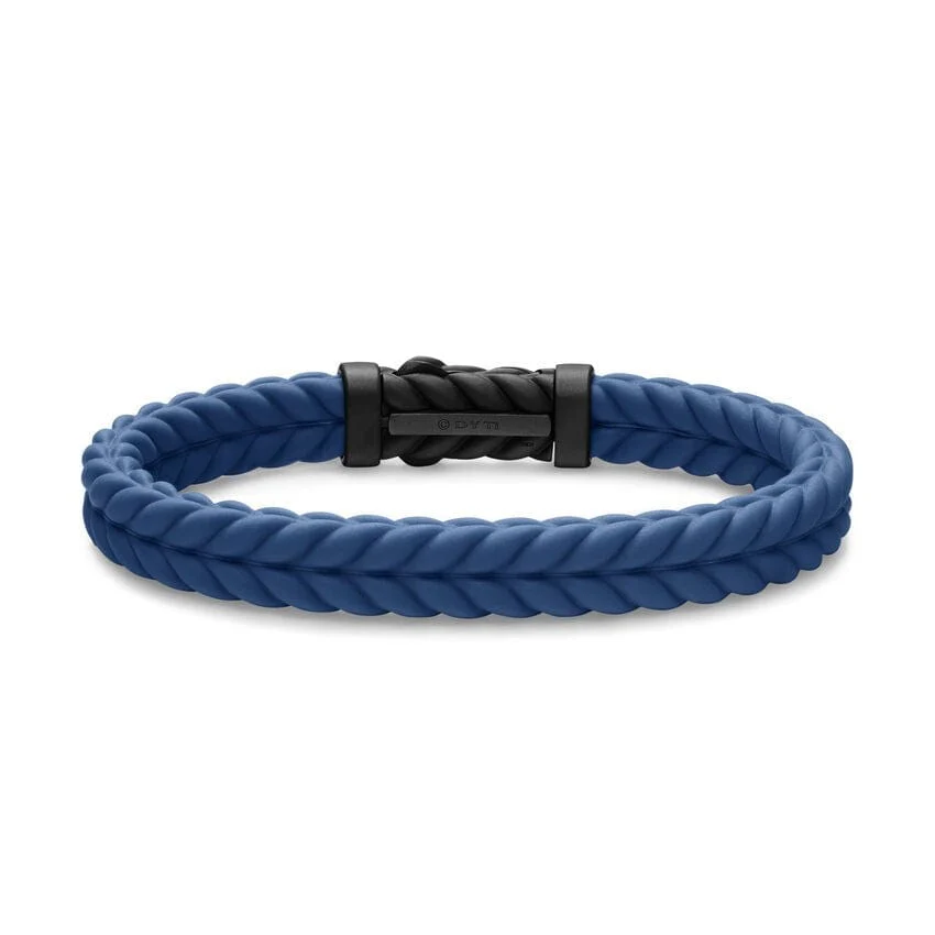 Chevron Bracelet in Blue Rubber with Black Titanium, 9mm - Image 3
