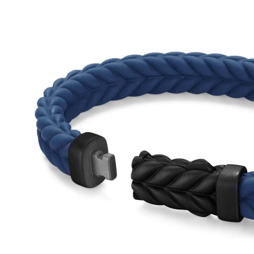 Chevron Bracelet in Blue Rubber with Black Titanium, 9mm - Image 4