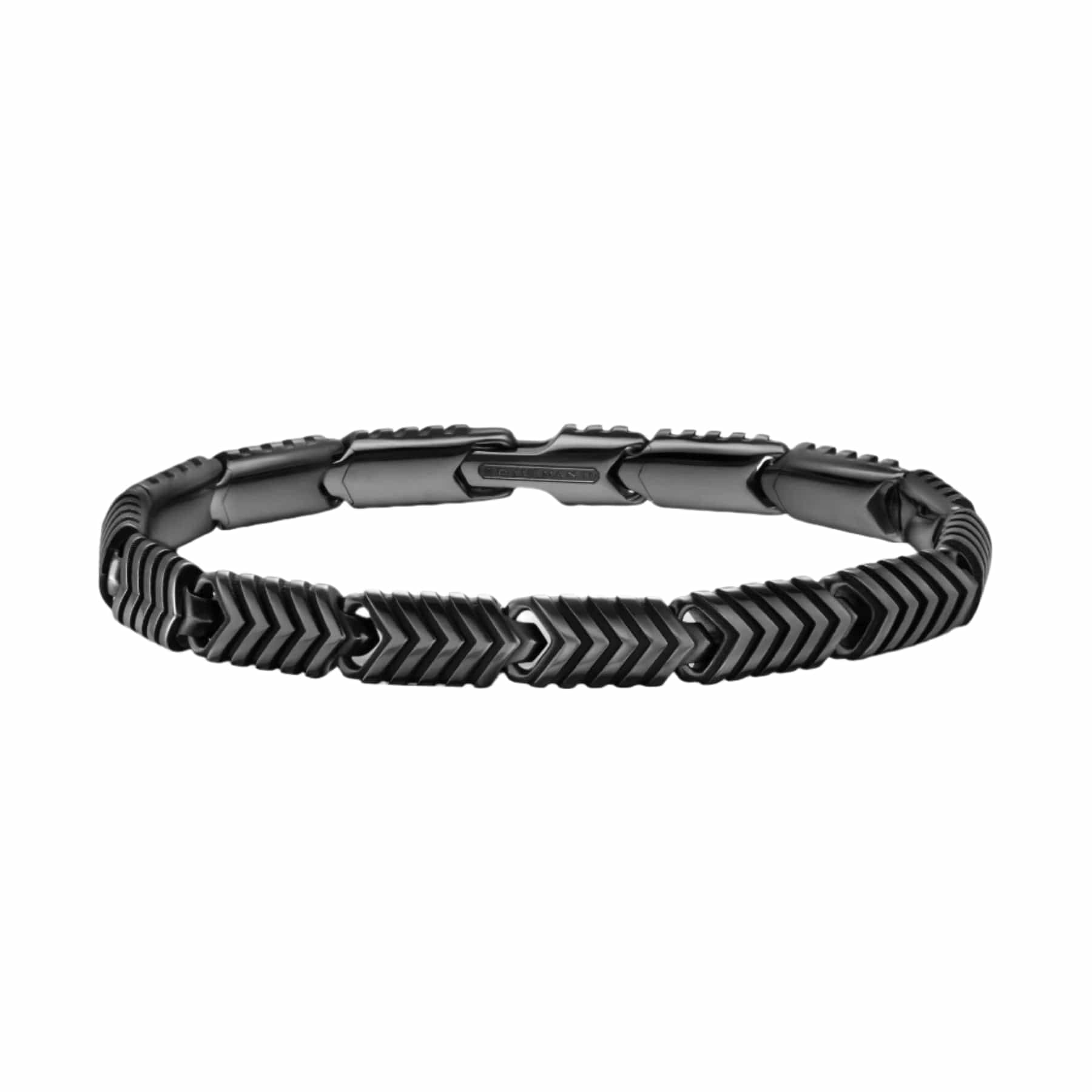 Chevron Link Bracelet Black Titanium, 7.6mm