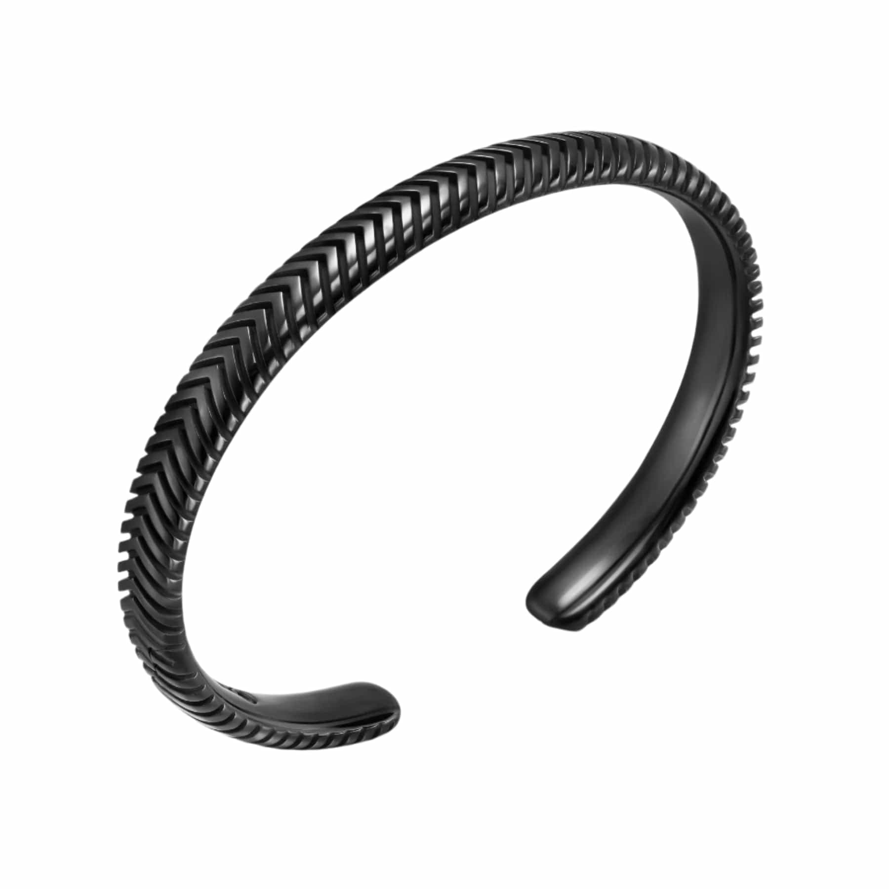 Chevron Cuff Bracelet Black Titanium, 8mm - Image 3