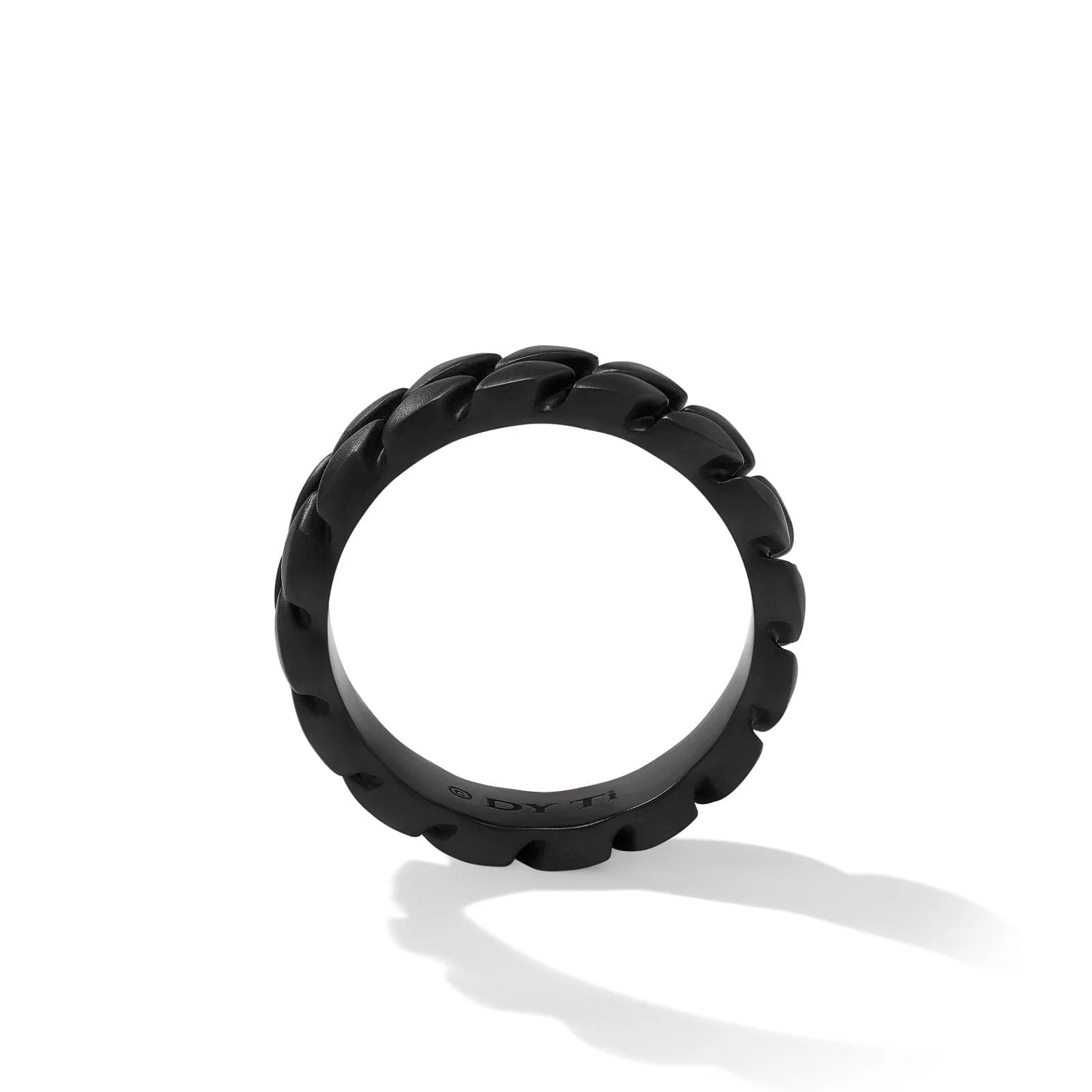 Curb Chain Band Ring in Black Titanium, 6mm - Image 2