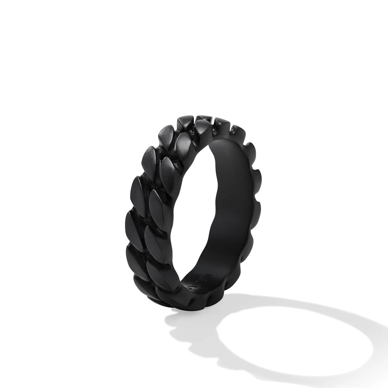 Curb Chain Band Ring in Black Titanium, 6mm - Image 3